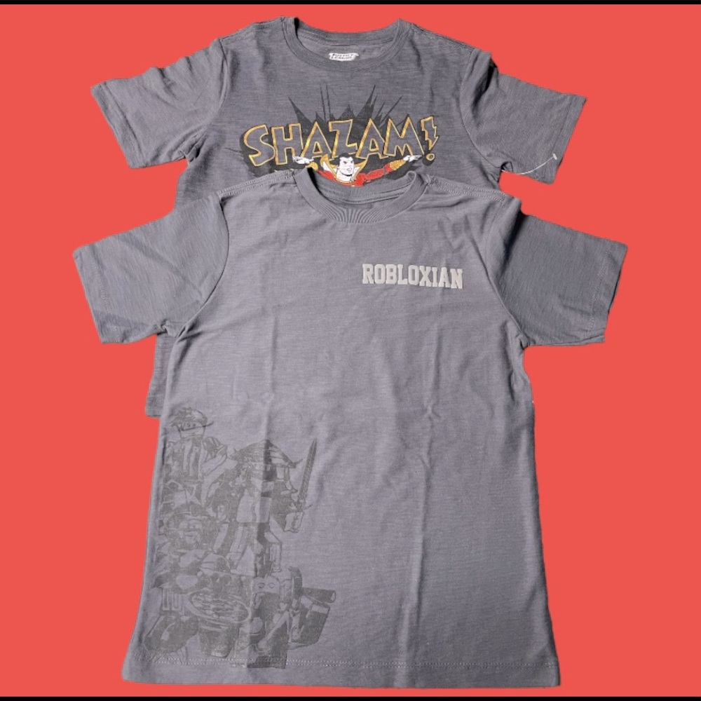 Bundle of 2 Boy’s T-Shirts (Shazam and Roblox)